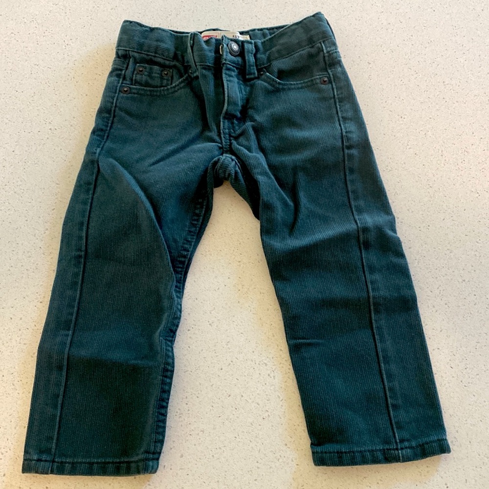 2T Green Corduroy Levi’s 513 Slim Straight Pant